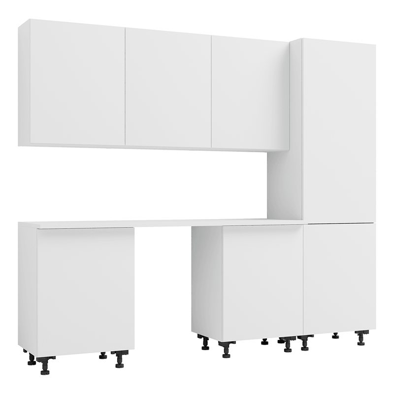 Klovo White 7-Piece Garage Cabinet System with Laminated Worktop