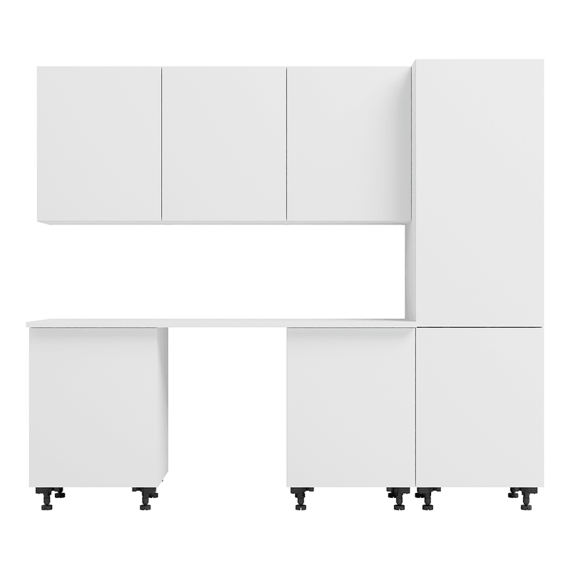 Klovo White 7-Piece Garage Cabinet System with Laminated Worktop