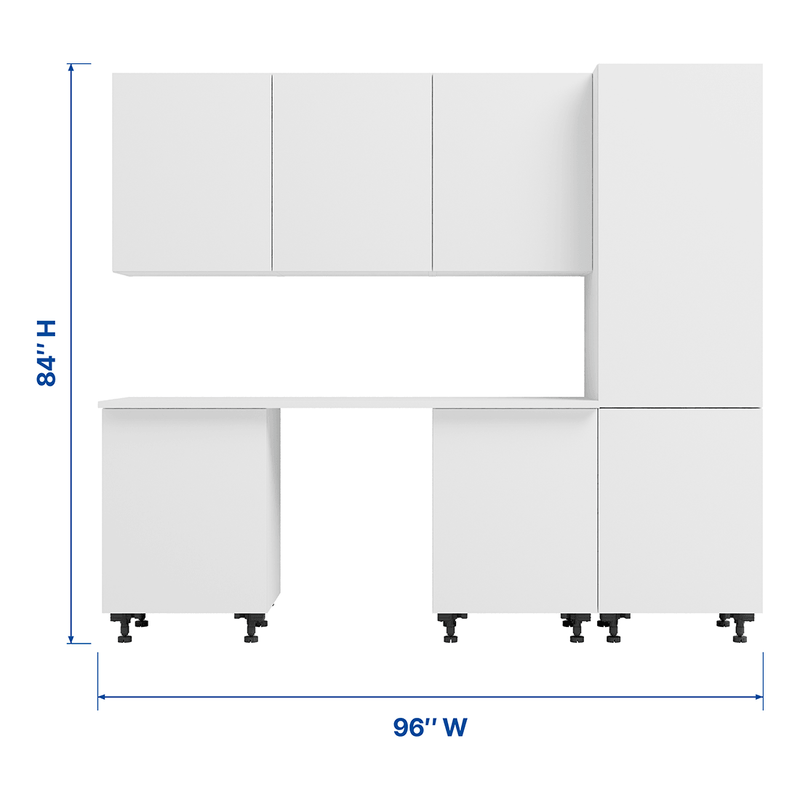 Klovo White 7-Piece Garage Cabinet System with Laminated Worktop