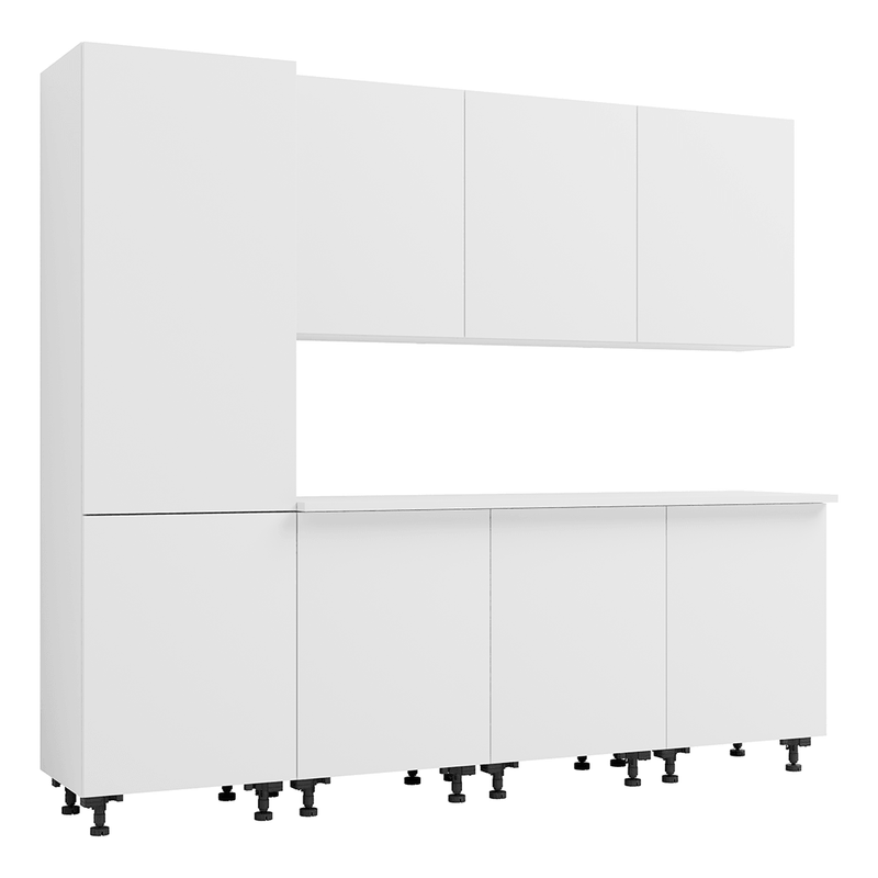 Klovo White 8-Piece Garage Cabinet System with Laminated Worktop