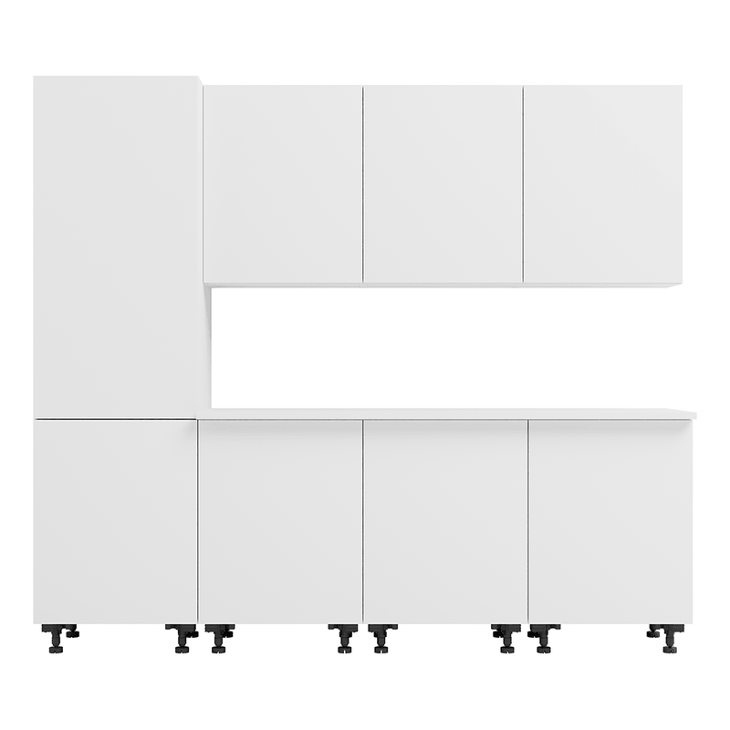 Klovo White 8-Piece Garage Cabinet System with Laminated Worktop