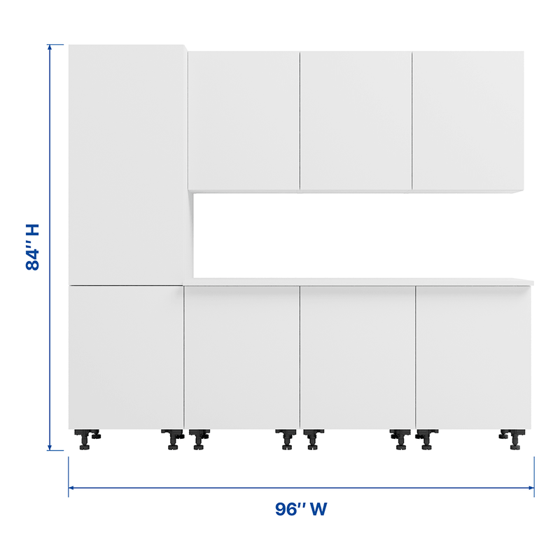 Klovo White 8-Piece Garage Cabinet System with Laminated Worktop