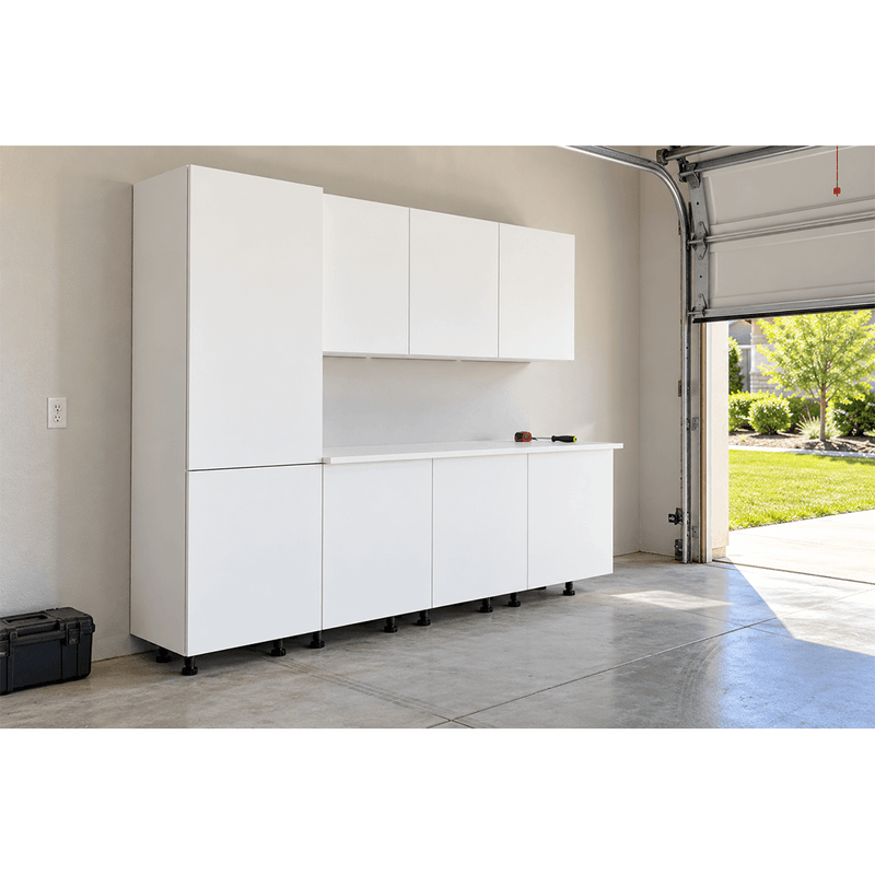 Klovo White 8-Piece Garage Cabinet System with Laminated Worktop