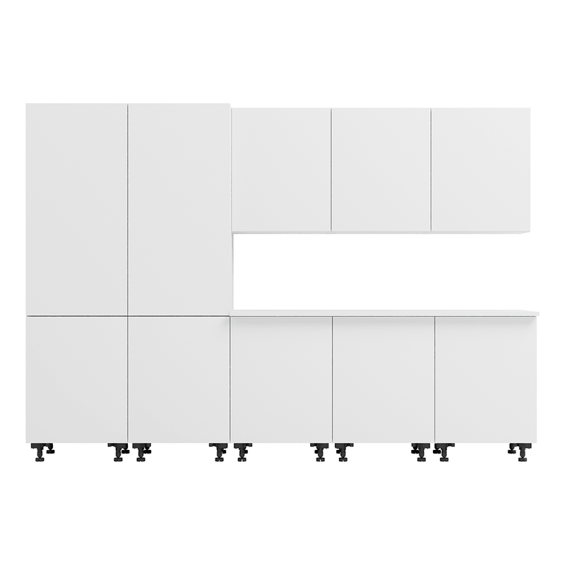 Klovo White 9-Piece Garage Cabinet System with Laminated Worktop