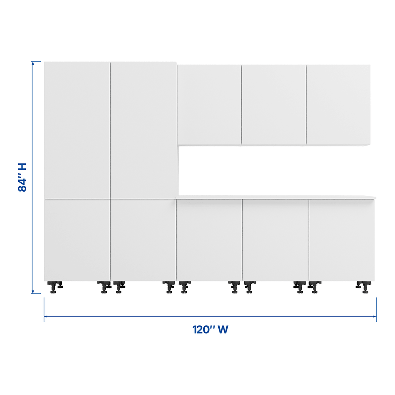 Klovo White 9-Piece Garage Cabinet System with Laminated Worktop
