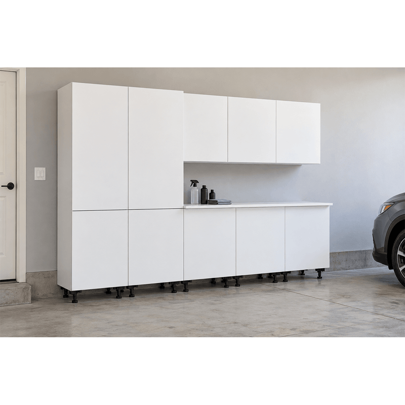 Klovo White 9-Piece Garage Cabinet System with Laminated Worktop
