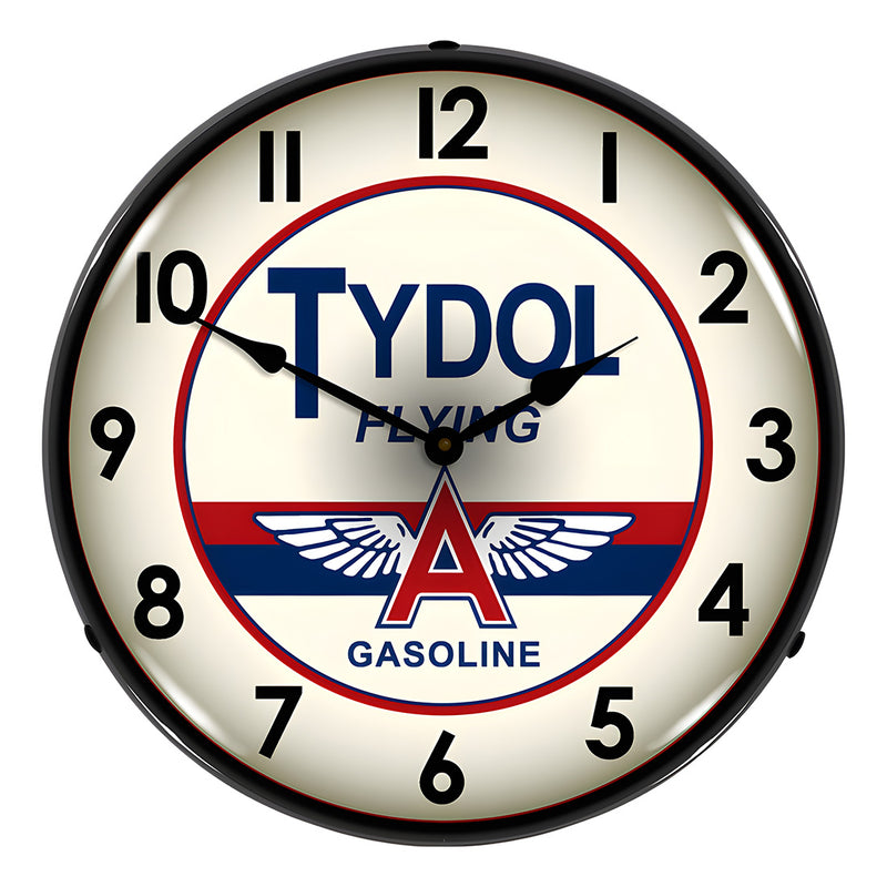 Collectable Sign and Clock Tydol Flying A Gasoline Backlit Wall Clock