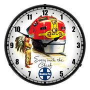 Collectable Sign and Clock Santa Fe Chief Backlit Wall Clock