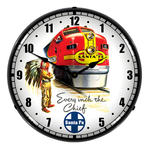 Collectable Sign and Clock Santa Fe Chief Backlit Wall Clock