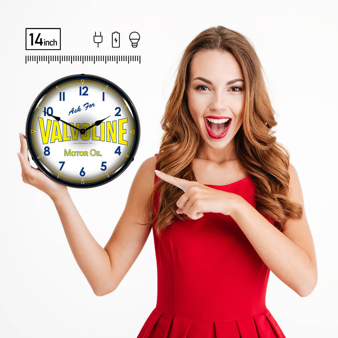 専用【Valvoline バルボリンオイル】ヴィンテージネオン時計付看板 Collectable Sign and Clock Valvoline Motor Oil Backlit Wall Clock