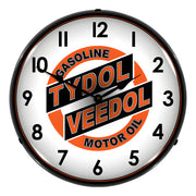 Collectable Sign and Clock Tydol Veedol Motor Oil Backlit Wall Clock