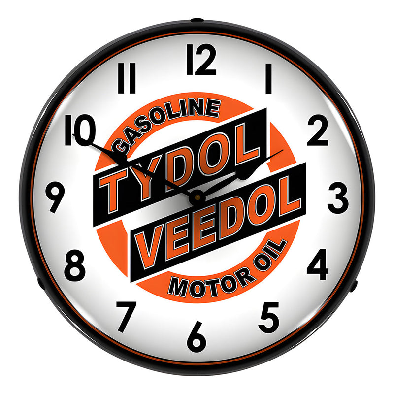 Collectable Sign and Clock Tydol Veedol Motor Oil Backlit Wall Clock
