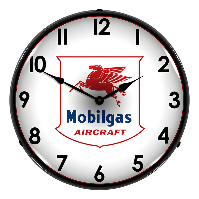 Collectable Sign and Clock Mobilgas Aircraft Backlit Wall Clock