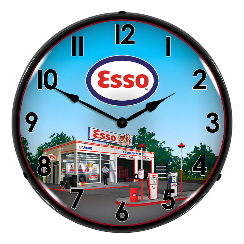 Collectable Sign and Clock Esso Station Backlit Wall Clock