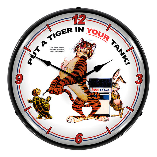 Collectable Sign and Clock Esso Tiger Backlit Wall Clock