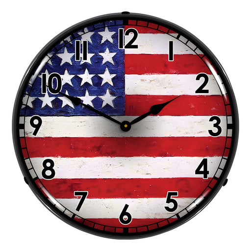 Collectable Sign and Clock USA Flag Backlit Wall Clock