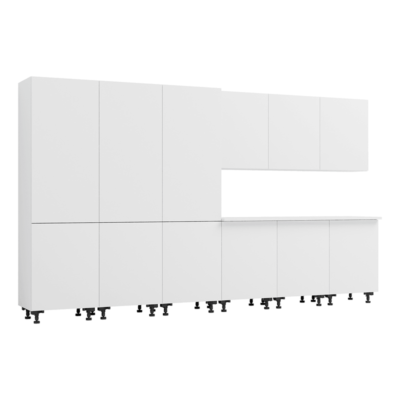 Klovo White 10-Piece Garage Cabinet System with Laminated Worktop