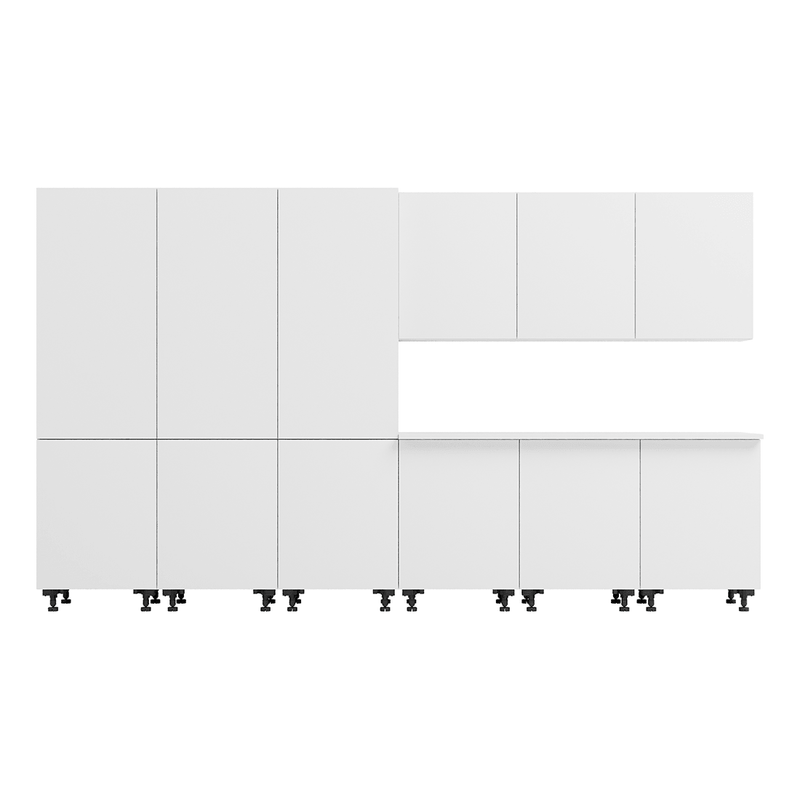 Klovo White 10-Piece Garage Cabinet System with Laminated Worktop
