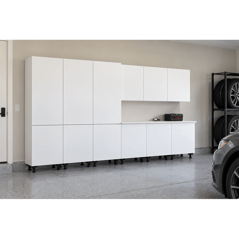 Klovo White 10-Piece Garage Cabinet System with Laminated Worktop