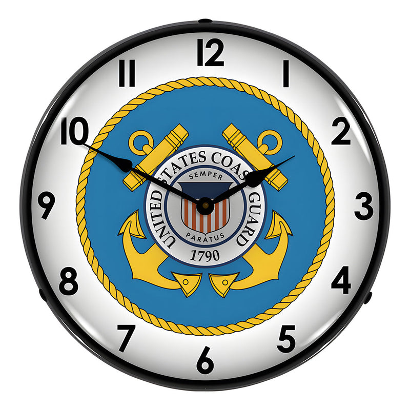 Collectable Sign and Clock US Coast Guard Backlit Wall Clock