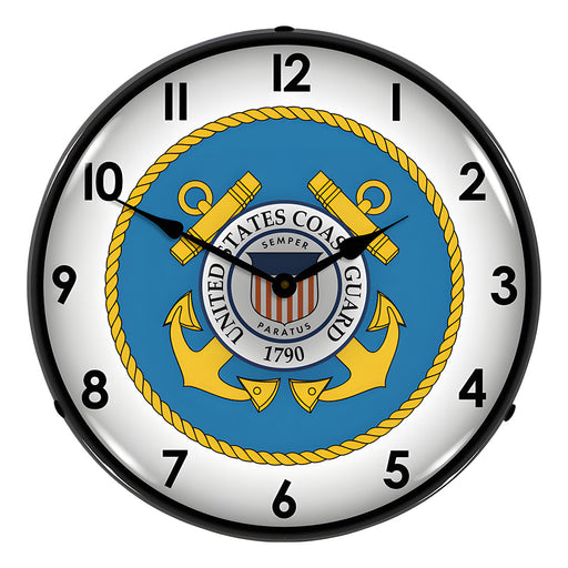 Collectable Sign and Clock US Coast Guard Backlit Wall Clock