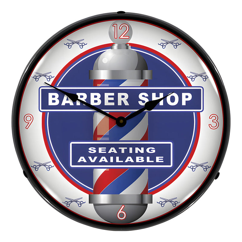Collectable Sign and Clock Barber Shop Backlit Wall Clock