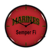 Collectable Sign and Clock Marines Semper Fi Backlit Wall Clock