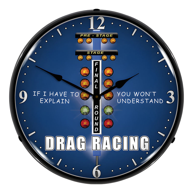Collectable Sign and Clock Drag Racing Backlit Wall Clock