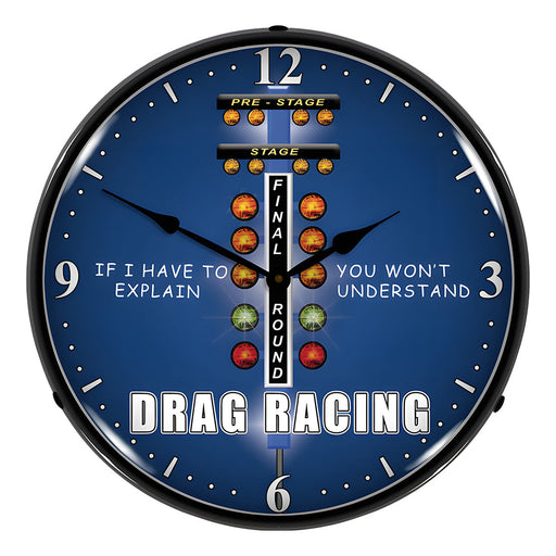 Collectable Sign and Clock Drag Racing Backlit Wall Clock