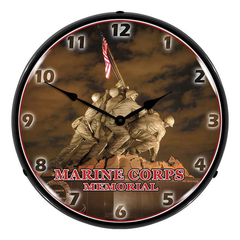 Collectable Sign and Clock Marine Corps Memorial Iwo Jima Backlit Wall Clock