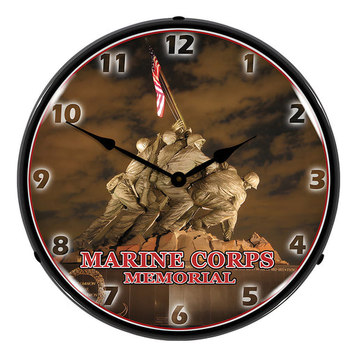 Collectable Sign and Clock Marine Corps Memorial Iwo Jima Backlit Wall Clock