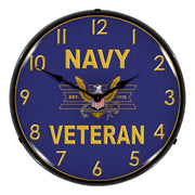 Collectable Sign and Clock Navy Veteran Backlit Wall Clock