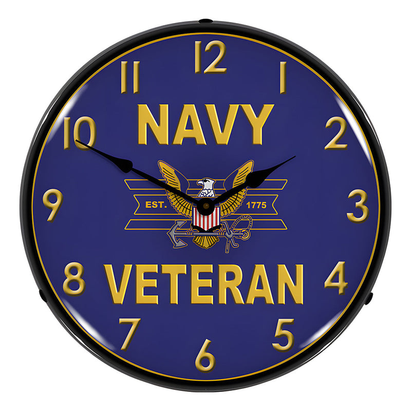 Collectable Sign and Clock Navy Veteran Backlit Wall Clock