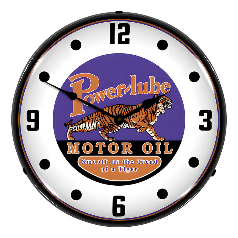 Collectable Sign and Clock Powerlube Motor Oil Backlit Wall Clock