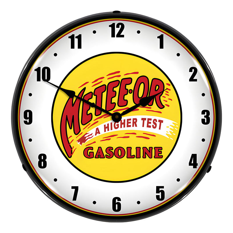 Collectable Sign and Clock Meteeor Gasoline Backlit Wall Clock