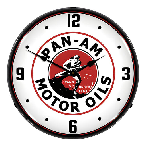 Collectable Sign and Clock Pan Am Motor Oils Backlit Wall Clock