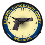 Collectable Sign and Clock Lawful Concealed Carry Backlit Wall Clock