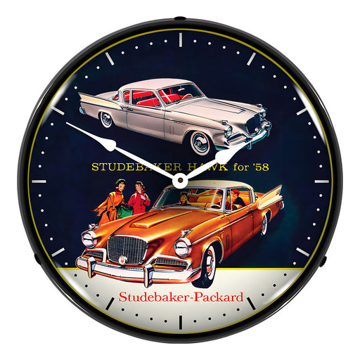 Collectable Sign and Clock 1958 Studebaker Hawk Backlit Wall Clock