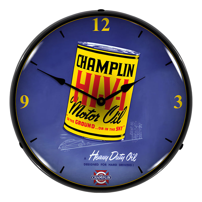 Collectable Sign and Clock Champlin Oil Backlit Wall Clock