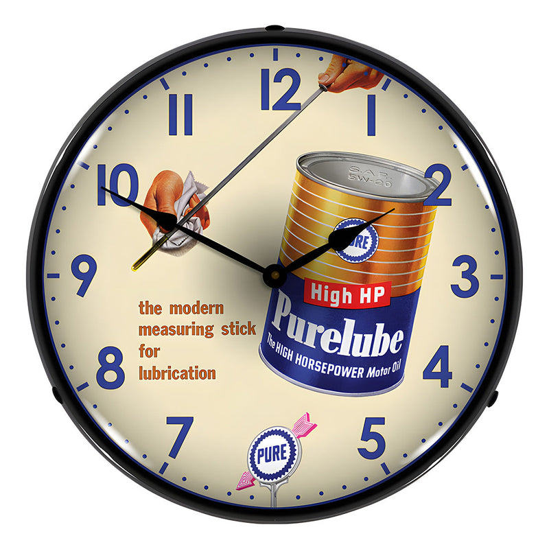 Collectable Sign and Clock Purelube Oil Backlit Wall Clock