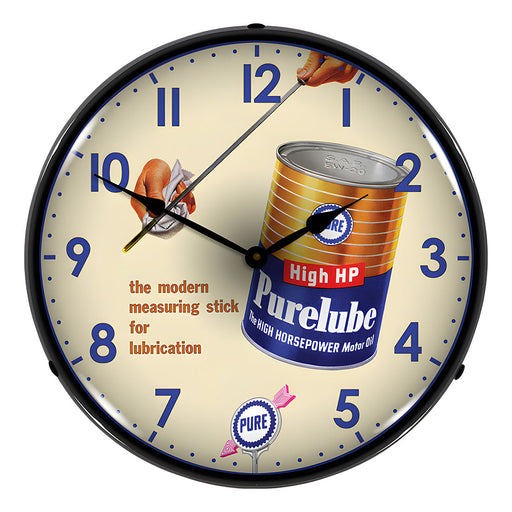 Collectable Sign and Clock Purelube Oil Backlit Wall Clock