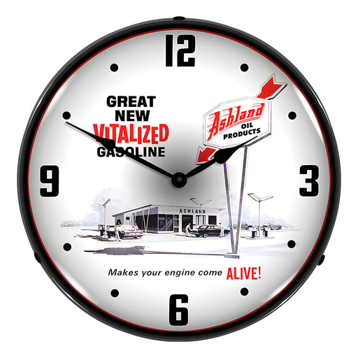 Collectable Sign and Clock Ashland Oil Backlit Wall Clock