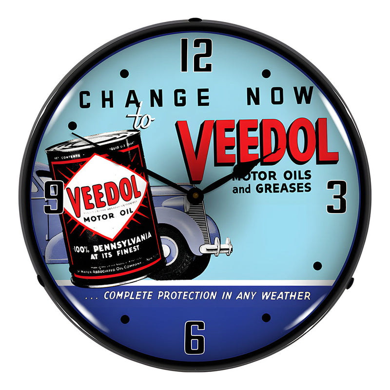 Collectable Sign and Clock Veedol Oil and Grease Backlit Wall Clock