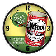 Collectable Sign and Clock Veedol Change Oil Now Backlit Wall Clock