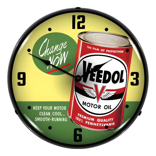 Collectable Sign and Clock Veedol Change Oil Now Backlit Wall Clock