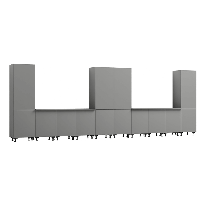 Klovo Grey 12-Piece Garage Cabinet System with Laminated Worktops