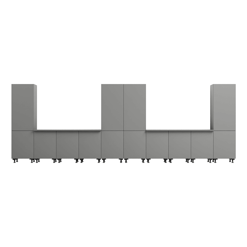 Klovo Grey 12-Piece Garage Cabinet System with Laminated Worktops
