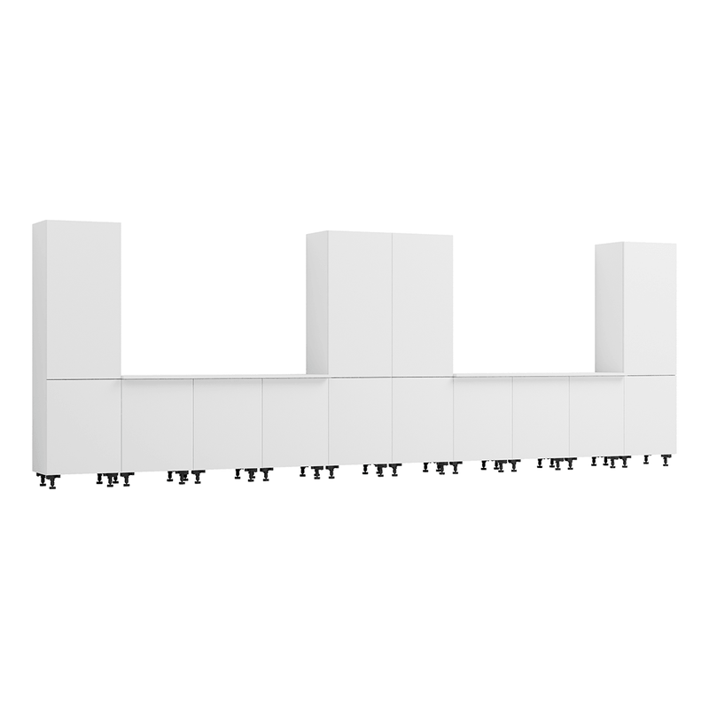 Klovo White 12-Piece Garage Cabinet System with Laminated Worktops