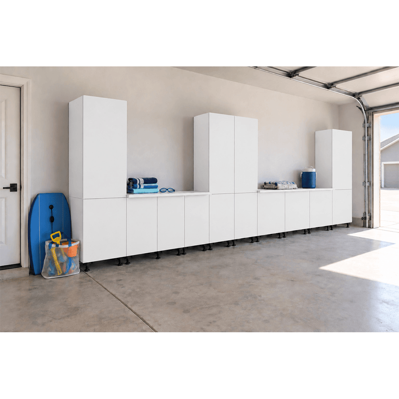 Klovo White 12-Piece Garage Cabinet System with Laminated Worktops
