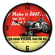 Collectable Sign and Clock Veedol Tractor Oil Backlit Wall Clock